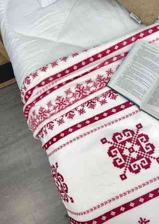 Плед-покривало Decorator WellSoft ETNO 200х220 см з різдвяним принтом Білий з червоним (87-279) Київ