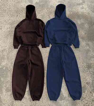 Жіночий утеплений оверсайз костюм двійка тринитка на флісі + рибана Шоколад, 42/46 Одеса