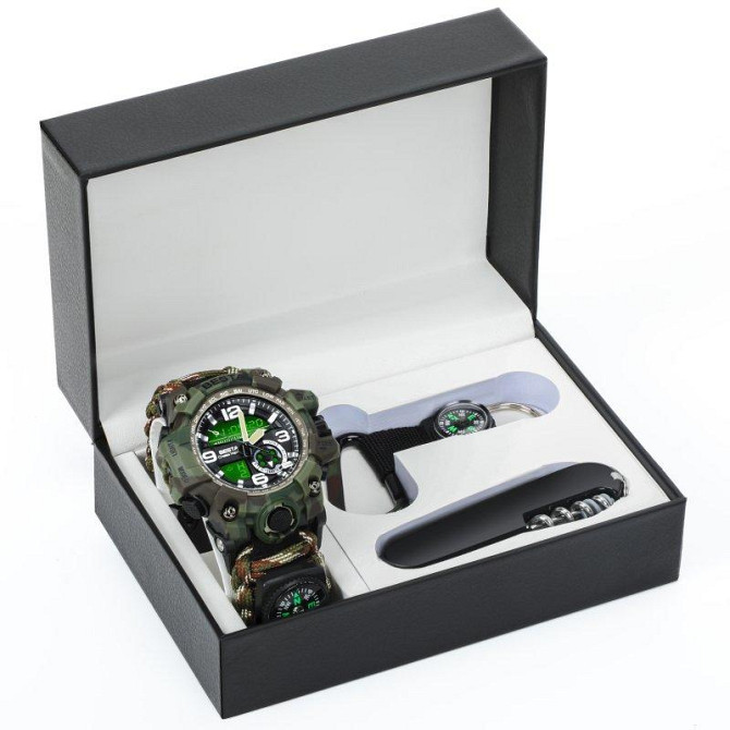Мужские наручные часы Besta Box Military Set с компасом + подарочный набор Винница - изображение 1