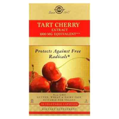 Вітамін Solgar Екстракт терпкої вишні, 1000 мг, Tart Cherry Extract, 90 вегетаріан (SOL-31549) Вінниця