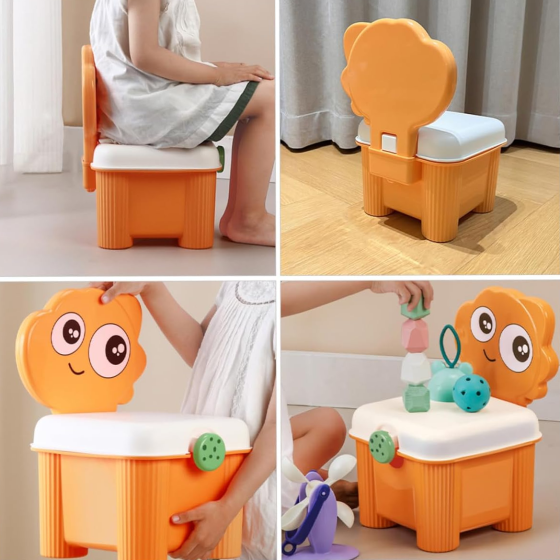 Органайзер для зберігання іграшок з кришкою, дитячий стілець-органайзер для іграшок, 34,5×25×18см, помаранчевий колір Кам'янець-Подільський