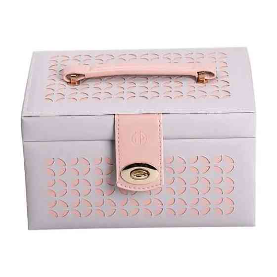 Yiwu Скринька для прикрас з еко шкіри 3 яруси з дзеркалом органайзер для ювелірних виробів HP-5 Коломыя