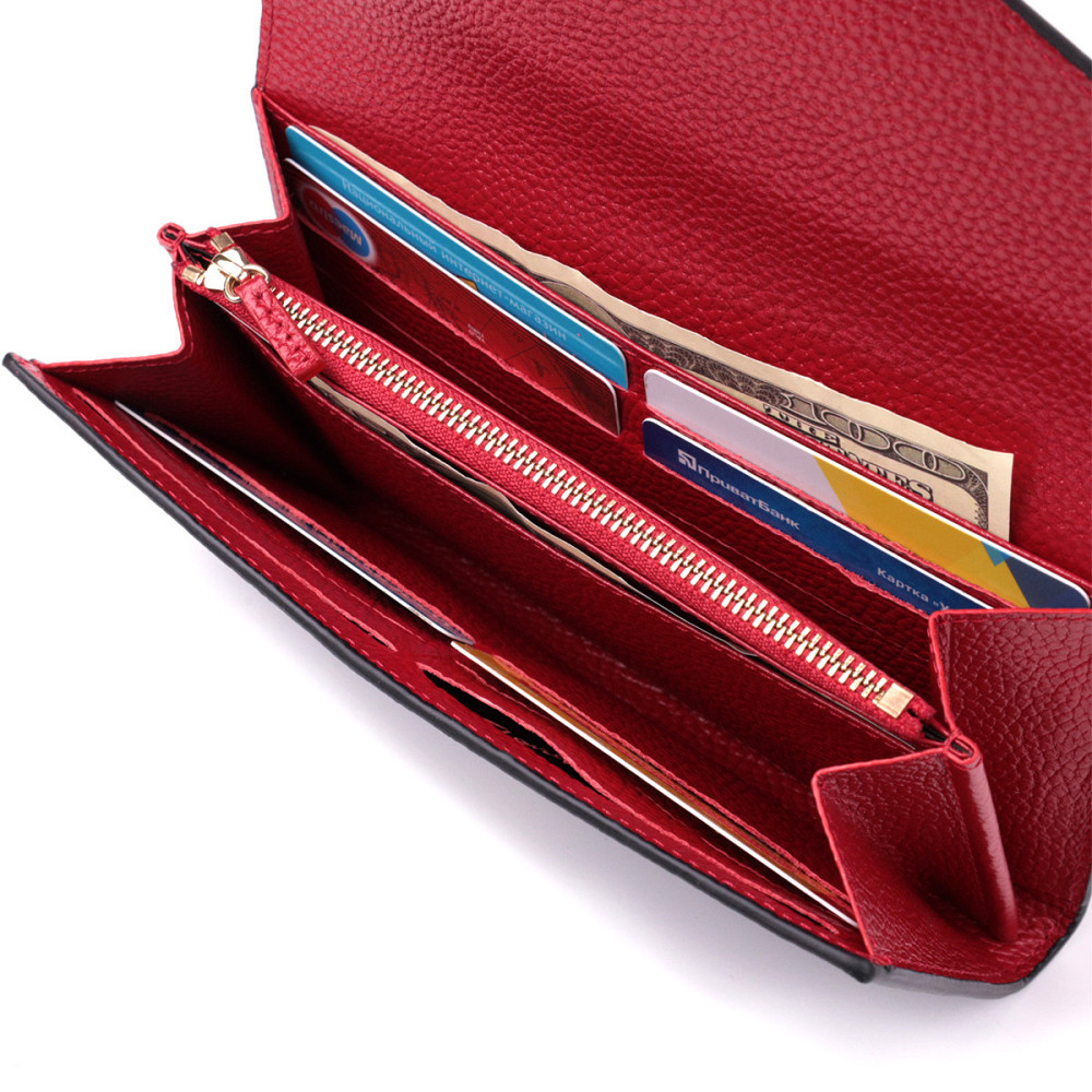 Містке портмоне для жінок з натуральної шкіри Чорний (Tony Bellucci) Київ - фото 9