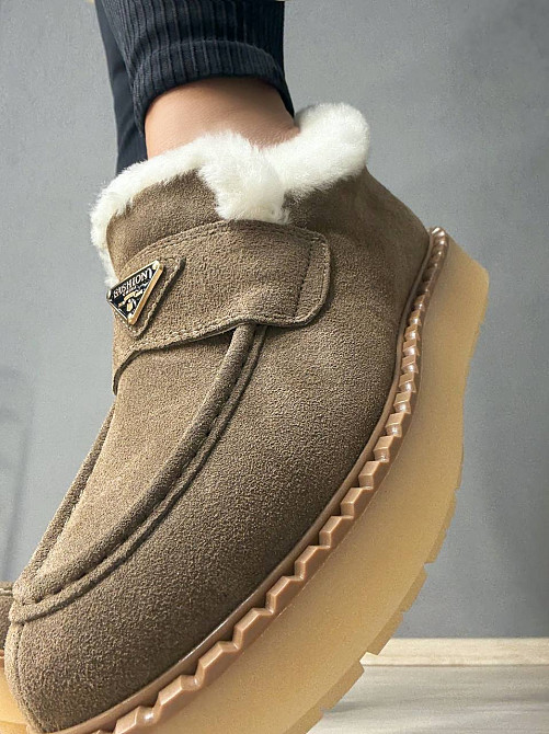 Ботинки женские Hengji 69-3 замшевые лоферы на меху бежевые, 37, 23,5 см Киев - изображение 10