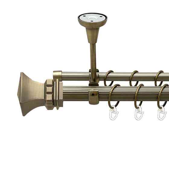 Карниз Orvit Емпорія металевий дворядний відкритий до стелі рифлена труба кільце металеве Антик 25\16 мм 300 см (00-00018732) Львів