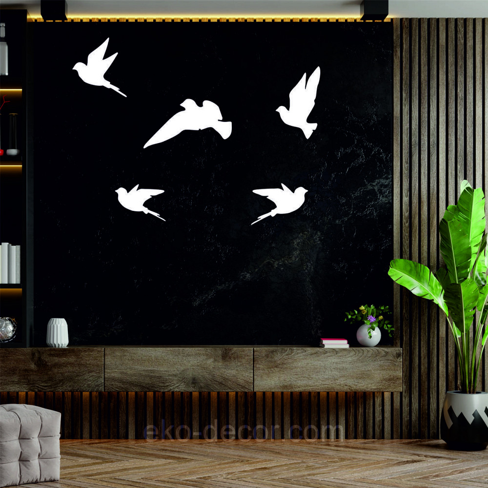 Декоративное настенное Панно «Птичка» Декор на стену(цена за 1шт) 30*18 см, Белый Киев - изображение 1