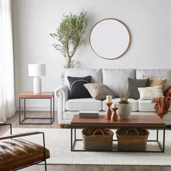 Журнальный столик с деревянной столешницей и металлическим каркасом Коломыя