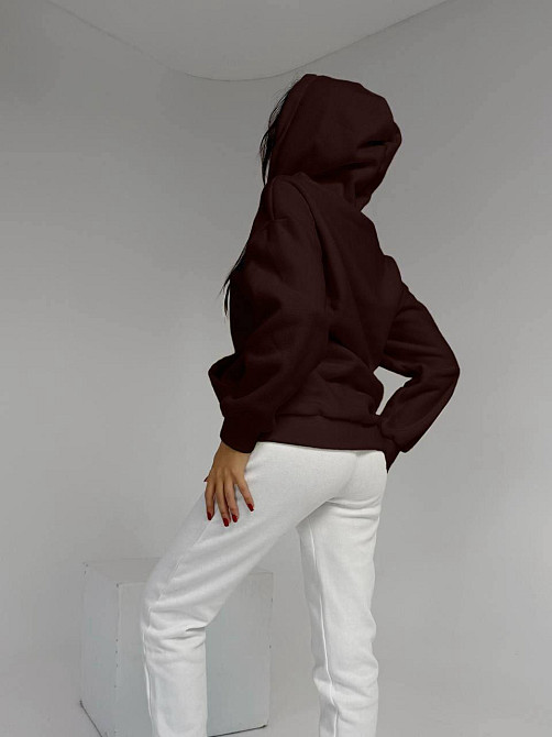 Жіноча тепла флісова кофта на змійці щільний двосторонній фліс Шоколад, 46/48 Одеса - фото 3