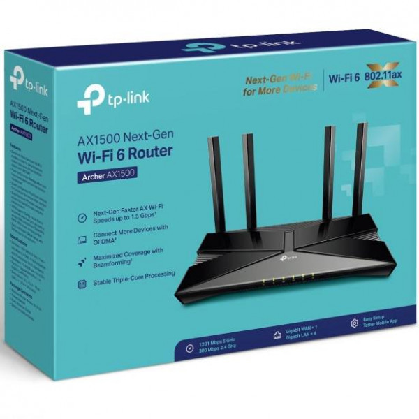 Маршрутизатор TP-Link Archer AX1500, Wi-Fi 6 300 Mbps at 2.4 GHz + 1201 Mbps at 5 GHz (Archer AX1500) Київ - фото 4