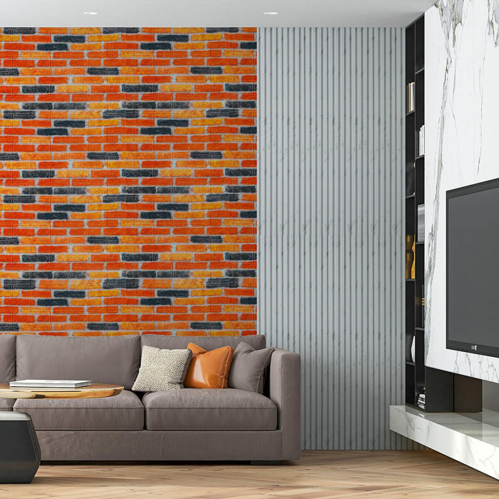 Самоклеюча 3D панель під бежево-коричневу катеринославську цеглу 20000x700x3мм SW-00002570- Київ - фото 6