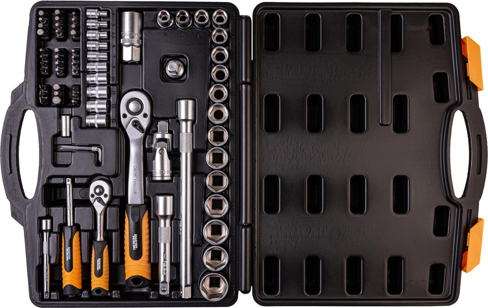 Набор торцевых насадок MASTERTOOL PROFI CrV 1/4