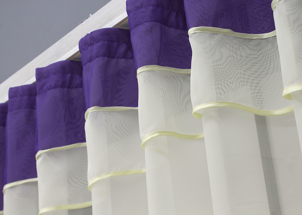 Кухонная гардина VR-Textil № 036к арка молочный с фиолетовым 280х170 см (52-0852) Киев - изображение 3