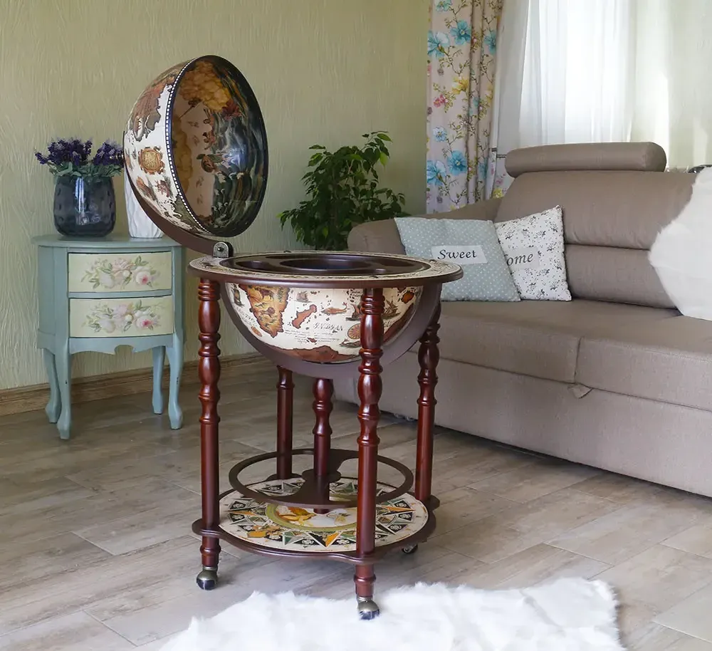 Глобус бар підлоговий Мапа світу беж-кава сфера 40 см Гранд Презент mastersem Київ - фото 4