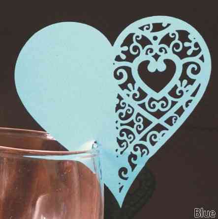 Розсадочні картки Сердечка 10 штук 8 на 8 см бірюзовий Київ