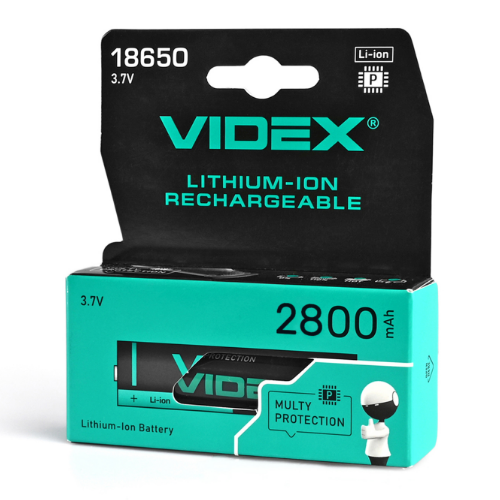 Акумулятор 18650 Li-lon 2800mAh захист (бл-1шт) Videx Житомир - фото 2