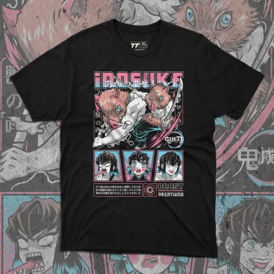 Футболка чоловіча з  принтом Клинок, рассекающий демонов Іноске Хашибіра 7 Розмір 48 Anime0960 Дніпро