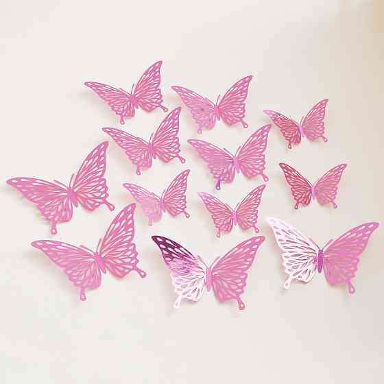 Набір метеликів на стіну 12 штук рожевий Київ