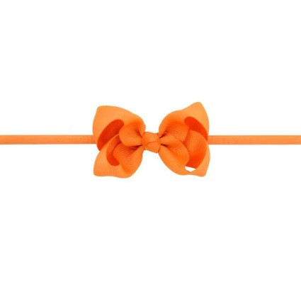 Детская повязочка на голову оранжевая - размер универсальный (на резинке), бантик 8см Киев - изображение 1