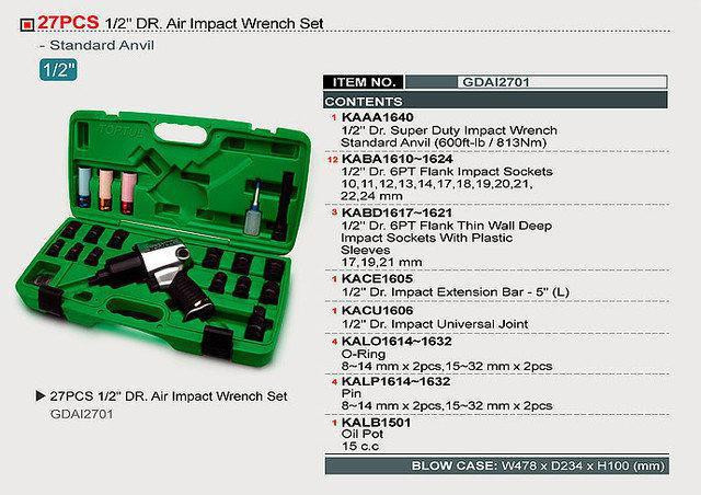 Набор пневмоинструмента TOPTUL 1/2