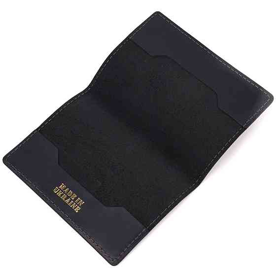 Матовая обложка на паспорт в винтажной коже Украина GRANDE PELLE 16725 Черная Киев