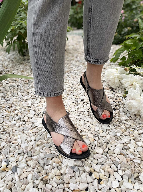 VIKTTORIO БосонІжки жіночі VIKTTORIO Лена графіт (літо, шкіра натуральна) (3681) 37р.38р. Коломыя - изображение 2