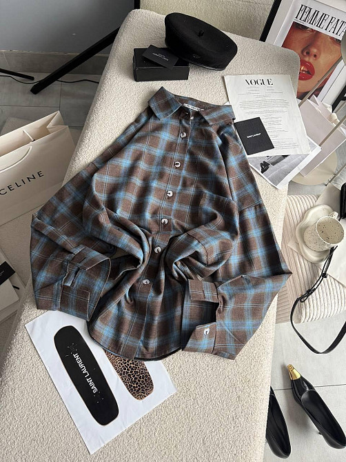 Жіноча трендова сорочка в карту батал турецька фланель Шоколадний Одеса - фото 4