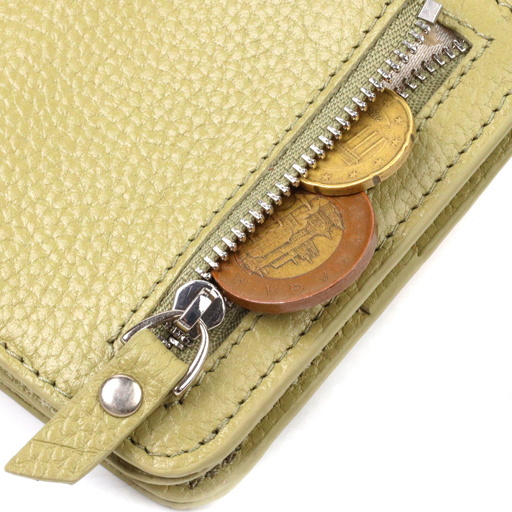 Компактний жіночий гаманець із натуральної шкіри флотар CANPELLINI 21793 Оливковий Київ - фото 7