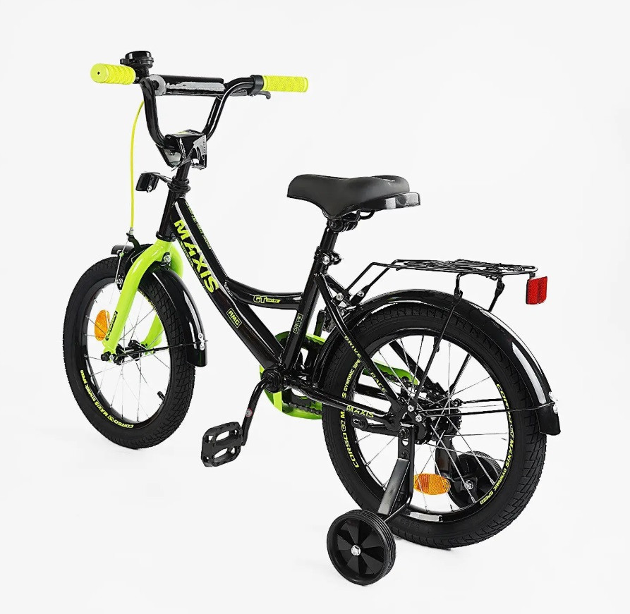 Велосипед 2-х колісний CORSO MAXIS 16 дюймів ручне гальмо додаткові колеса Чорно-жовтий (CL-16338) Чернігів - фото 2