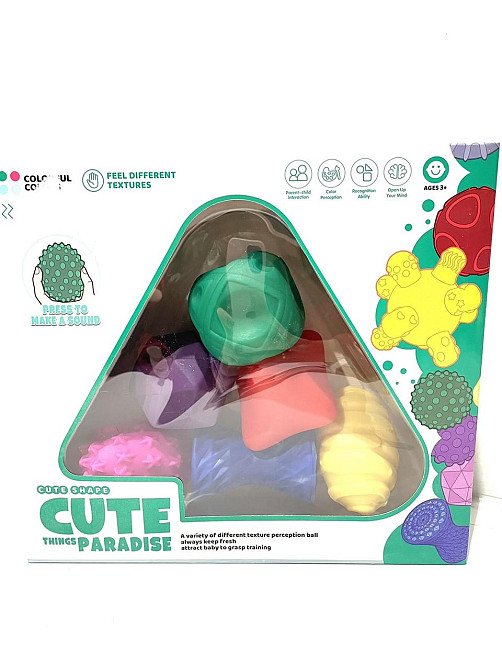 Тактильні сенсорні м'ячики Metoo Набір із 6 масажних кульок для немовляти вінілові (828F53) Чернігів - фото 2