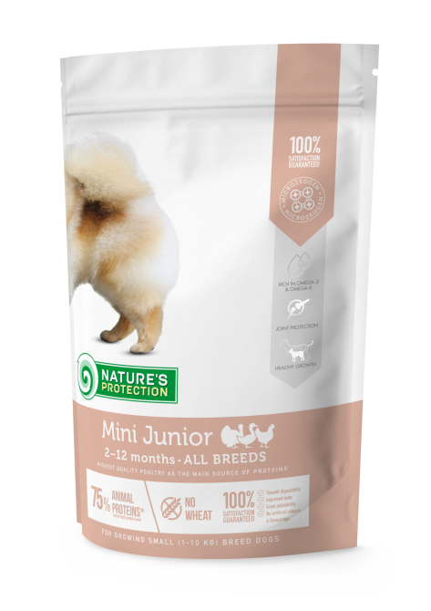 Nature's Protection Mini Junior Small Breeds Сухий корм для цуценят малих порід з м'ясом птиці, 500 г Київ - фото 1