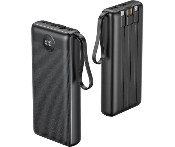 Павербанк VRURC T2047Q 20000 mAh зі вбудованими кабелями Луцк