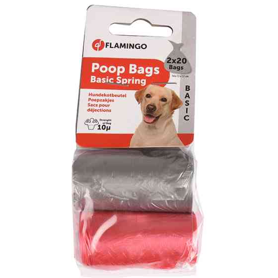 Flamingo Poop Bags Spring ФЛАМИНГО ПАКЕТЫ для сбора фекалий собак, 2 рул. по 20 пакетов Киев
