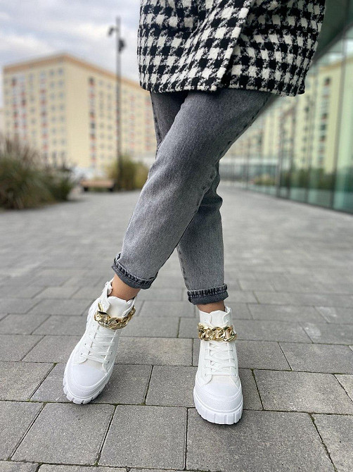 Кеды женские белые эко-кожа размер 37-41 (4759) Коломия - фото 5