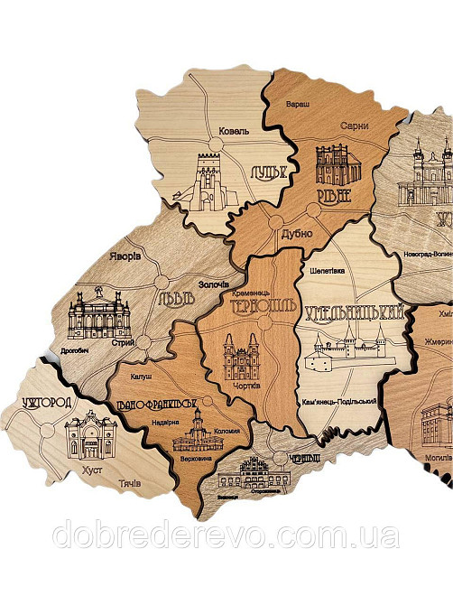 Дерев'яна карта України "Тополя" 150х100 Вижниця - фото 8