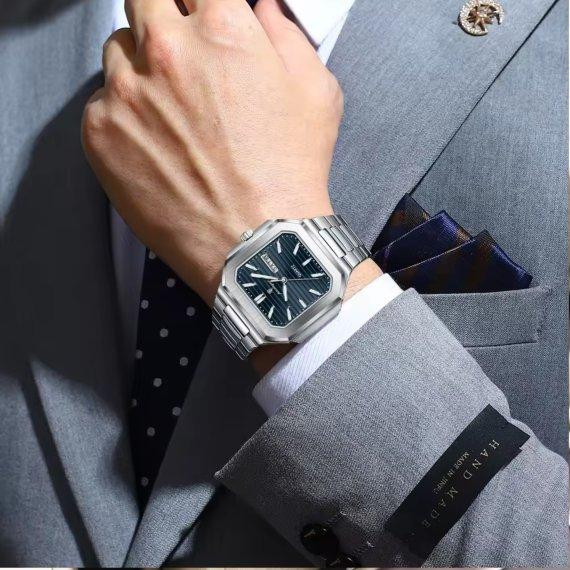 Годинник чоловічий наручний Poedagar Chester (Сріблясті із синім) Вінниця - фото 7