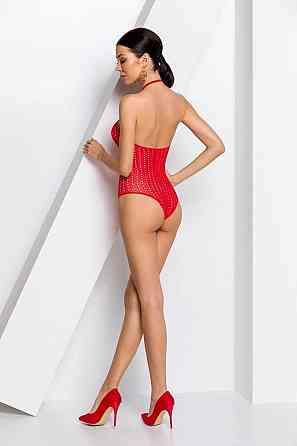 Бодістокінг з декольте Passion BS088 red, імітація корсетної шнурівки Sex Aura Київ