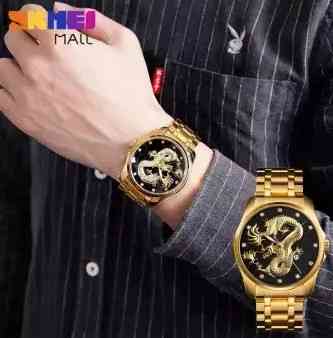 Чоловічий наручний годинник Skmei 9193 Дракон Чорний циферблат Вінниця