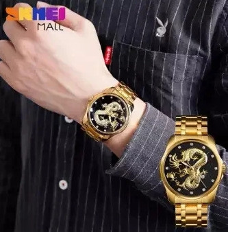 Мужские наручные часы Skmei 9193 Дракон Черный циферблат Винница - изображение 6