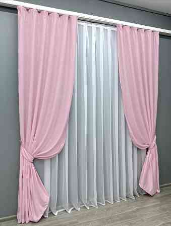 Комплект готовых штор VR-Textil Софт № 1740ш Розовый 100х280 см 2шт (31-822) Киев