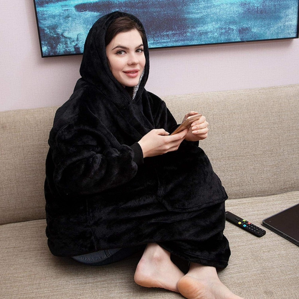 Плед жіноча толстовка з капюшоном HUGGLE HOODIE (80х100 см),унісекс,Чорний SBR Київ - фото 5