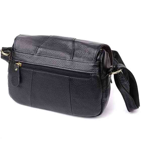 Качественная сумка из натуральной кожи для стильных женщин Vintage 22972 Черный Киев