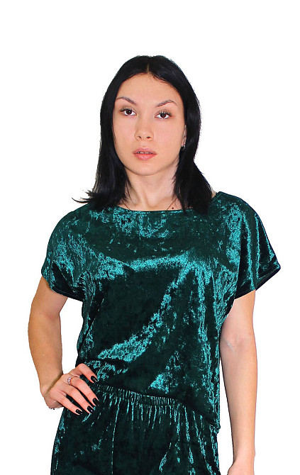 Жіночій домашній костюм футболка+шорти з мармурового велюру Пудровий S/М Харків - фото 2