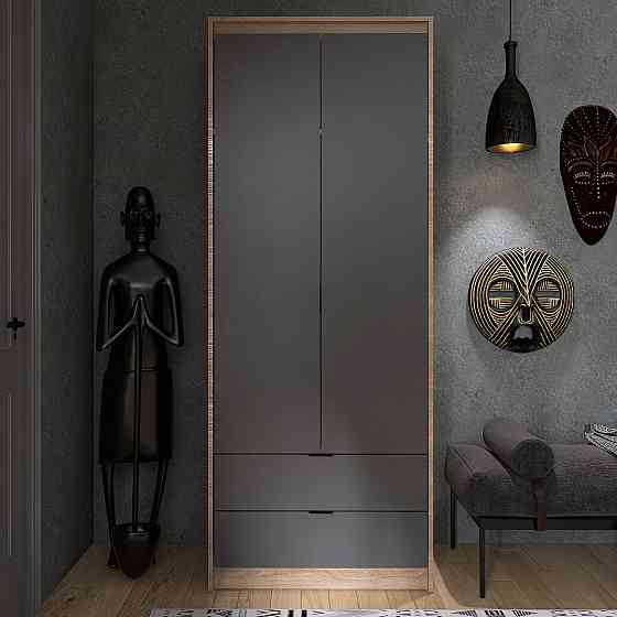 Шафа для одягу з висувними шухлядами Еверест Сіті-800 80,2х50х204,6 см Дуб сонома/Графіт (DTM-071142) Львів