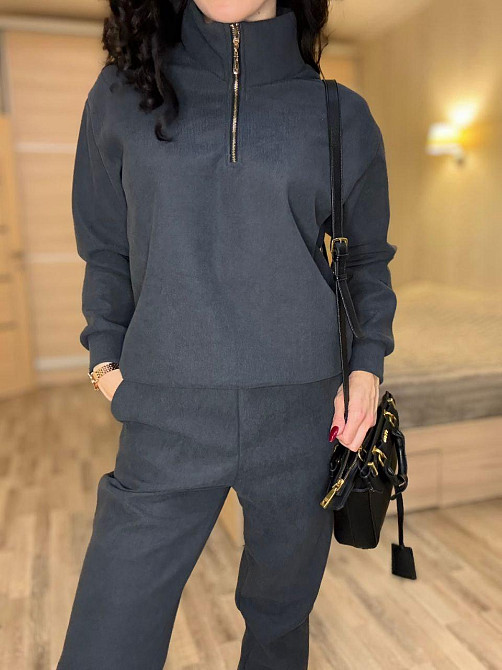 Жіночий теплий костюм-двійка: кофта та штани вельвет на щільному флісі Графіт, 40/42 Одеса - фото 5