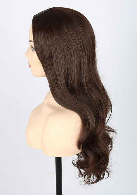 Парик женский темно-каштановый длинный волнистый, коричневые термостойкие искусственные синтетические волосы Киев - изображение 5