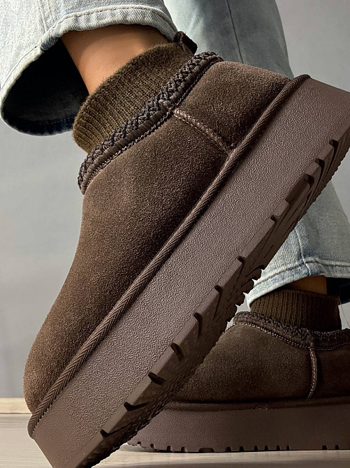 Угги женские Hengji 90-7 с носком и вышивкой натуральная замша коричневые, 40, 25,5 см Киев - изображение 17