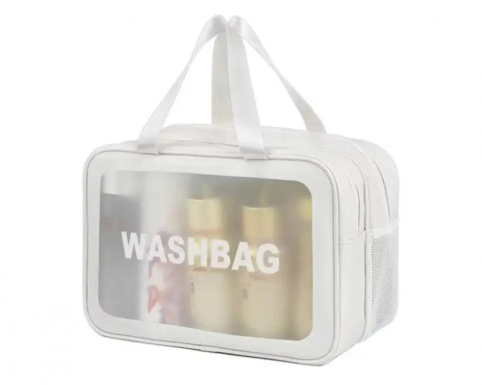 Прозора сумка-косметичка Washbag Big White 30 см Вінниця - фото 1