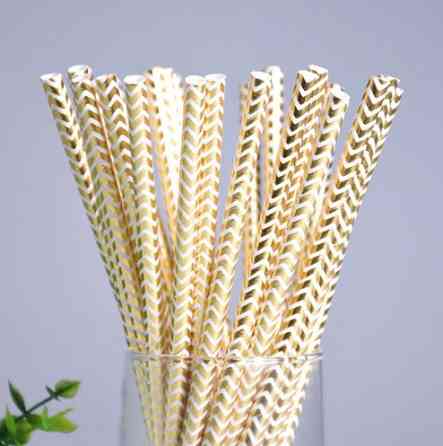 Коктейльні трубочки з геометричним принтом 25 штук 20 см золотистий Київ