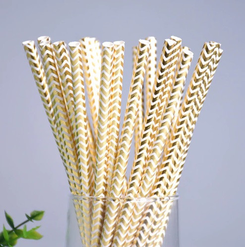 Коктейльні трубочки з геометричним принтом 25 штук 20 см золотистий Київ - фото 6