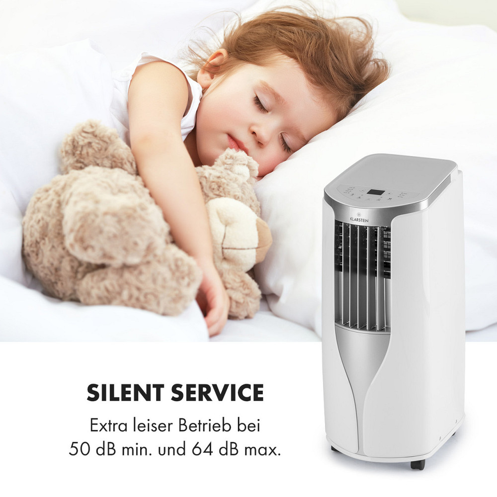 Новый мобильный кондиционер Breeze 9 4-в-1 9 000 BTU / 2,6 кВт EEK A Напольные ролики Функция таймера Белый / Ровно - изображение 10
